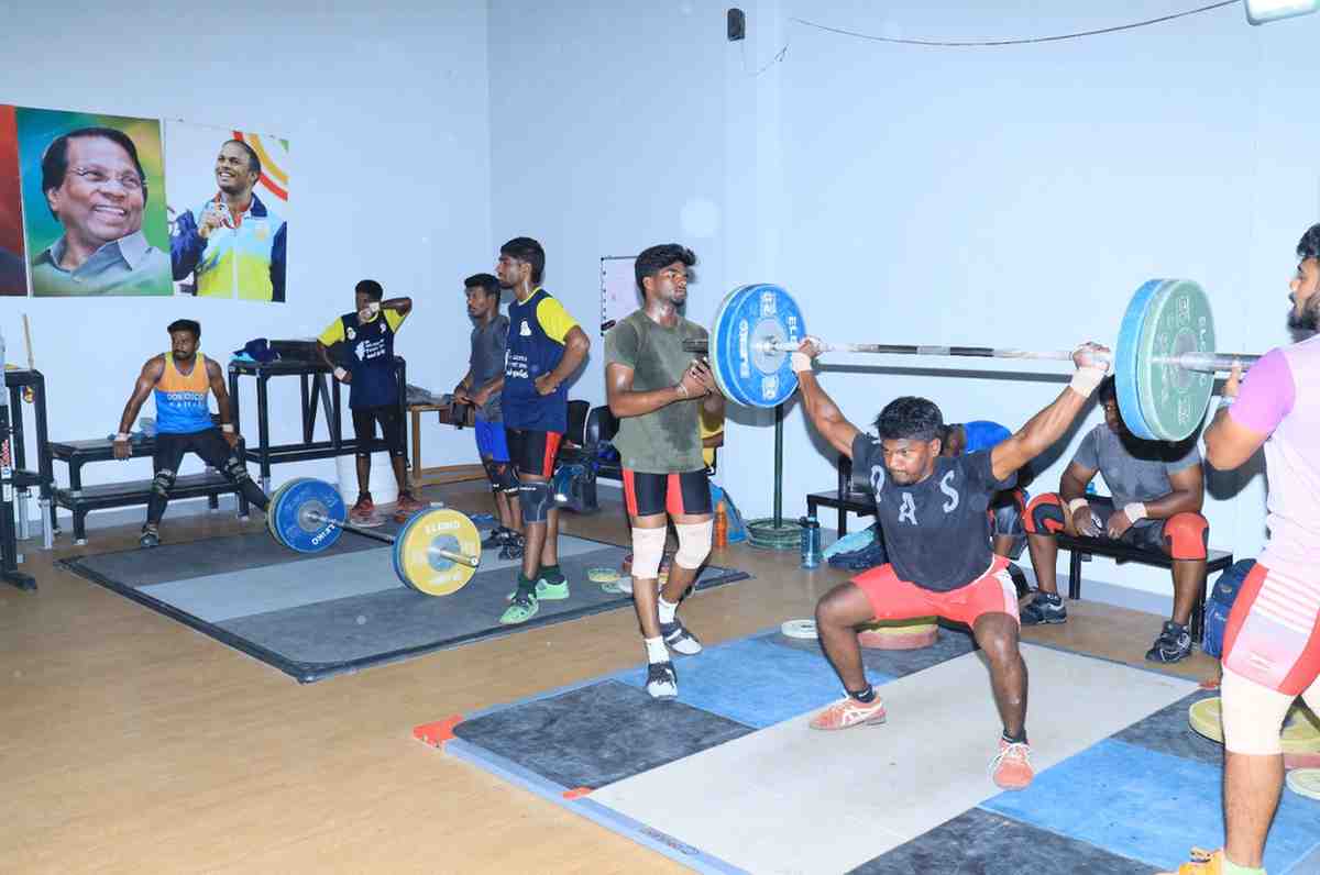 Athletes training together